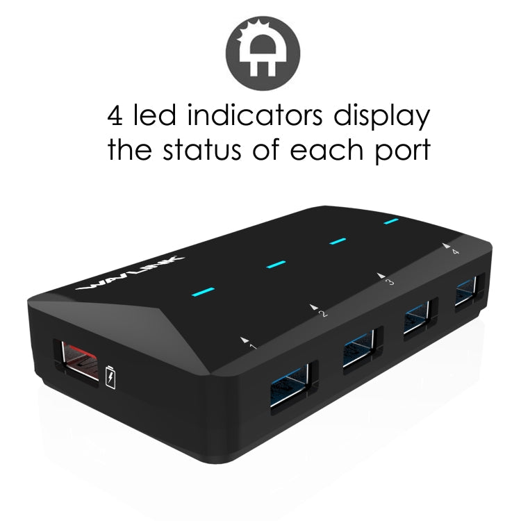 WAVLINK WL-UH3042P1 2.4A Fast Charging Adapter for Keyboard Mouse 4-Port USB3.0 HUB(US Plug)