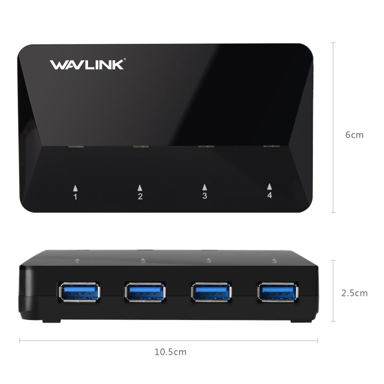 WAVLINK WL-UH3042P1 2.4A Fast Charging Adapter for Keyboard Mouse 4-Port USB3.0 HUB(EU Plug)