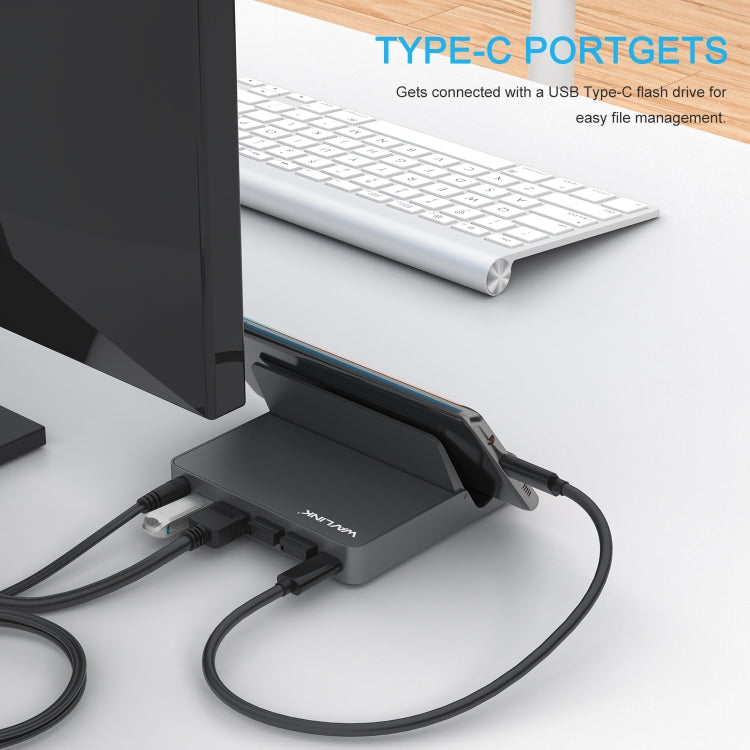 WAVLINK WL-UHP3D01 Portable Type-C Cell Phone Docking Station Multi-Port USB HUB Adapter(EU Plug)