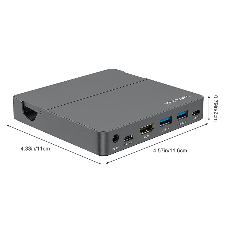WAVLINK WL-UHP3D01 Portable Type-C Cell Phone Docking Station Multi-Port USB HUB Adapter(EU Plug)