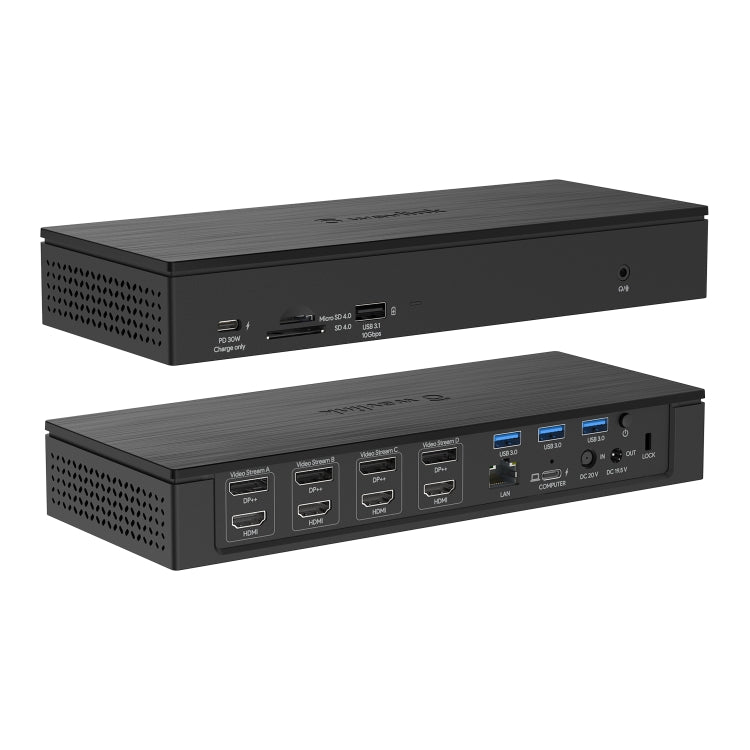 WAVLINK UG69PD10 1 to 4 Screens 4K/5K AV Transfer USB-C to HD Type-C Docking Station Hub, Plug:US Plug