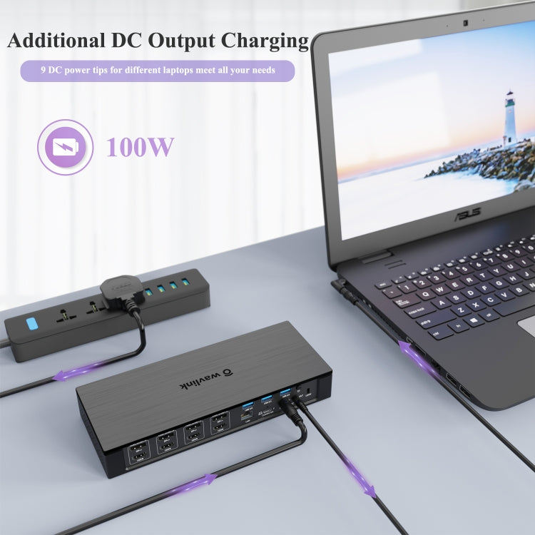 WAVLINK UG69PD10 1 to 4 Screens 4K/5K AV Transfer USB-C to HD Type-C Docking Station Hub, Plug:EU Plug