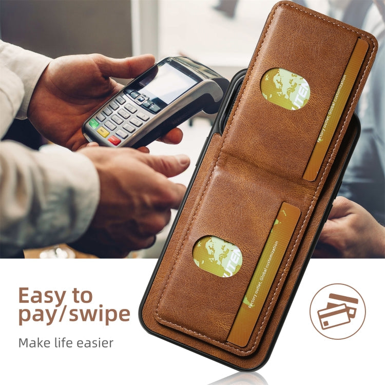 For iPhone 16 Plus Suteni H03 Oil Wax Leather Wallet Stand Back Phone Case(Brown)