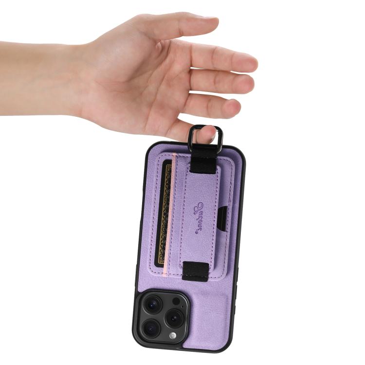 For iPhone 17e / 16e Suteni H13 Litchi Leather Wrist Strap Wallet Back Phone Case(Purple)