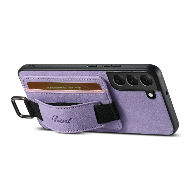 For Samsung Galaxy S23+ 5G Suteni H13 Litchi Leather Wrist Strap Wallet Back Phone Case(Purple)