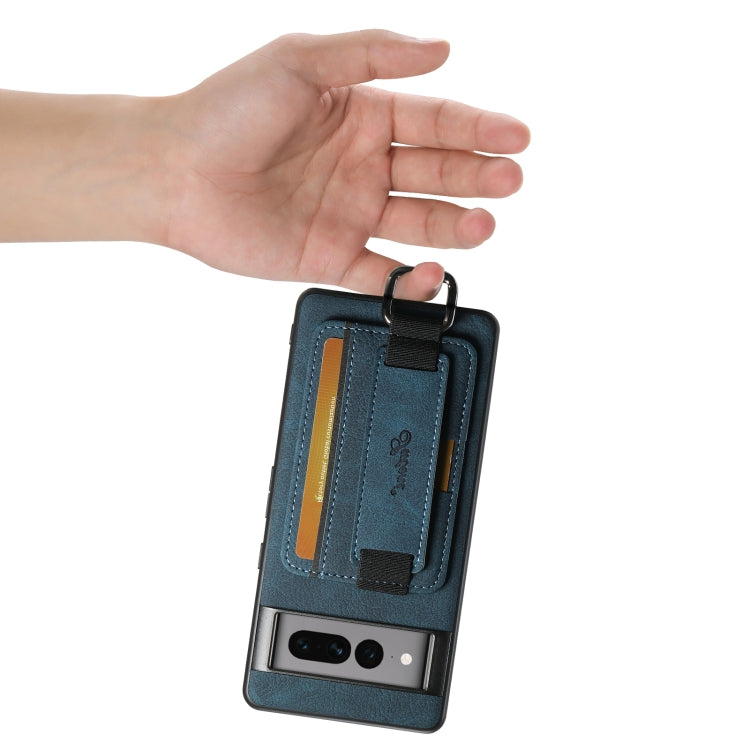 For Google Pixel 6 Suteni H13 Litchi Leather Wrist Strap Wallet Back Phone Case(Blue)