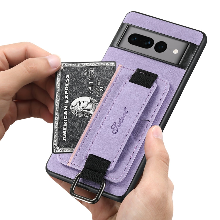 For Google Pixel 6 Suteni H13 Litchi Leather Wrist Strap Wallet Back Phone Case(Purple)