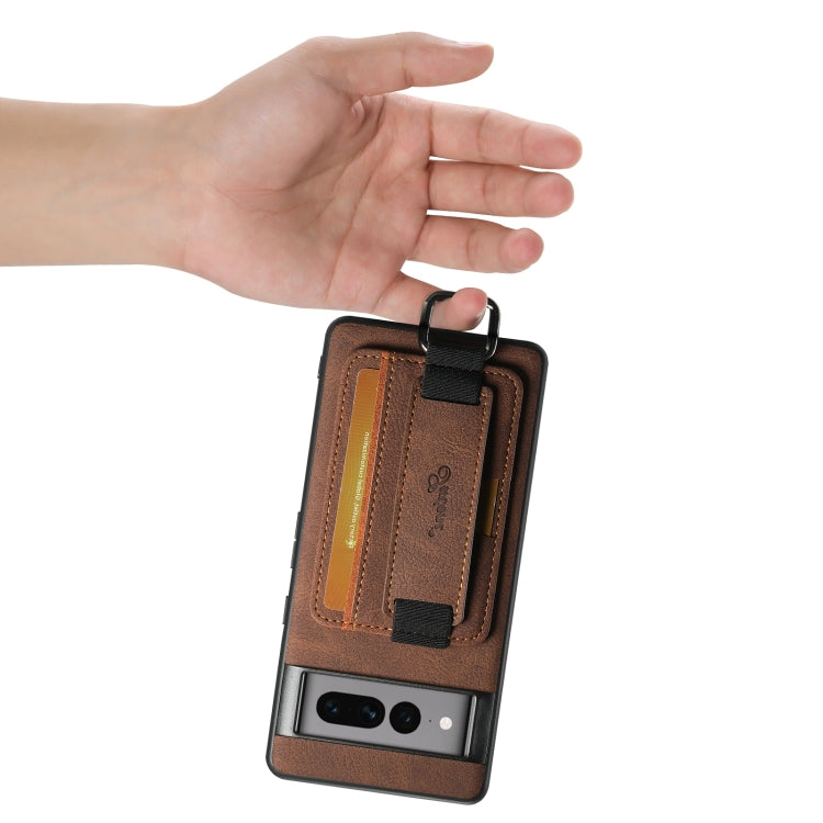 For Google Pixel 7a Suteni H13 Litchi Leather Wrist Strap Wallet Back Phone Case(Brown)