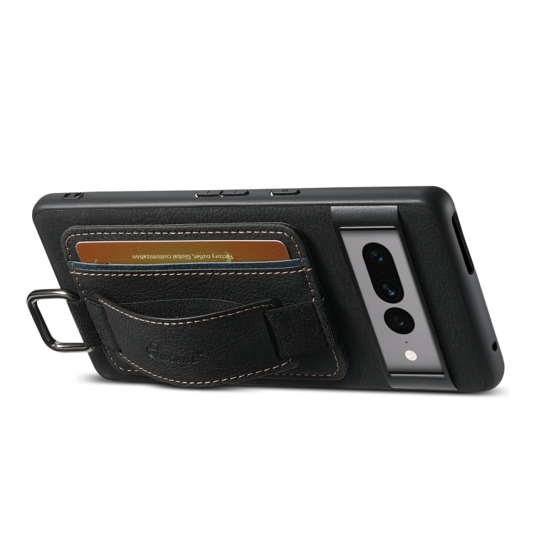 For Google Pixel 7 Pro Suteni H13 Litchi Leather Wrist Strap Wallet Back Phone Case(Black)