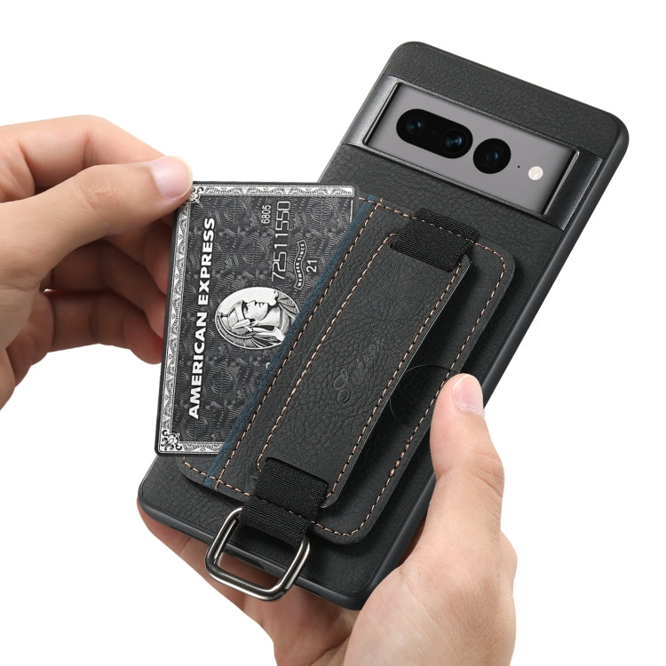 For Google Pixel 6a Suteni H13 Litchi Leather Wrist Strap Wallet Back Phone Case(Black)