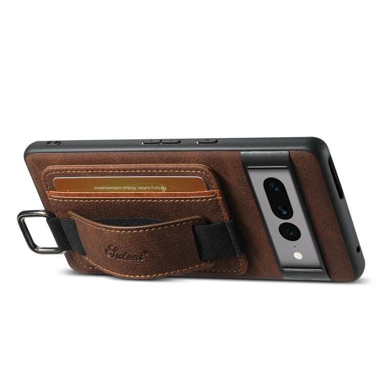 For Google Pixel 6 Pro Suteni H13 Litchi Leather Wrist Strap Wallet Back Phone Case(Brown)