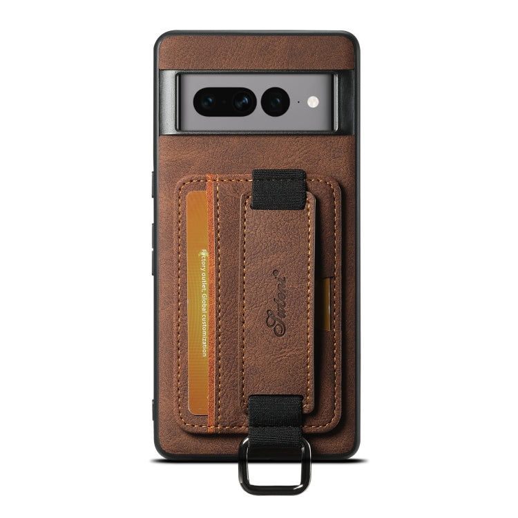 For Google Pixel 6 Pro Suteni H13 Litchi Leather Wrist Strap Wallet Back Phone Case(Brown)