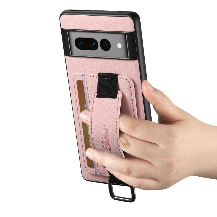 For Google Pixel 6 Pro Suteni H13 Litchi Leather Wrist Strap Wallet Back Phone Case(Pink)