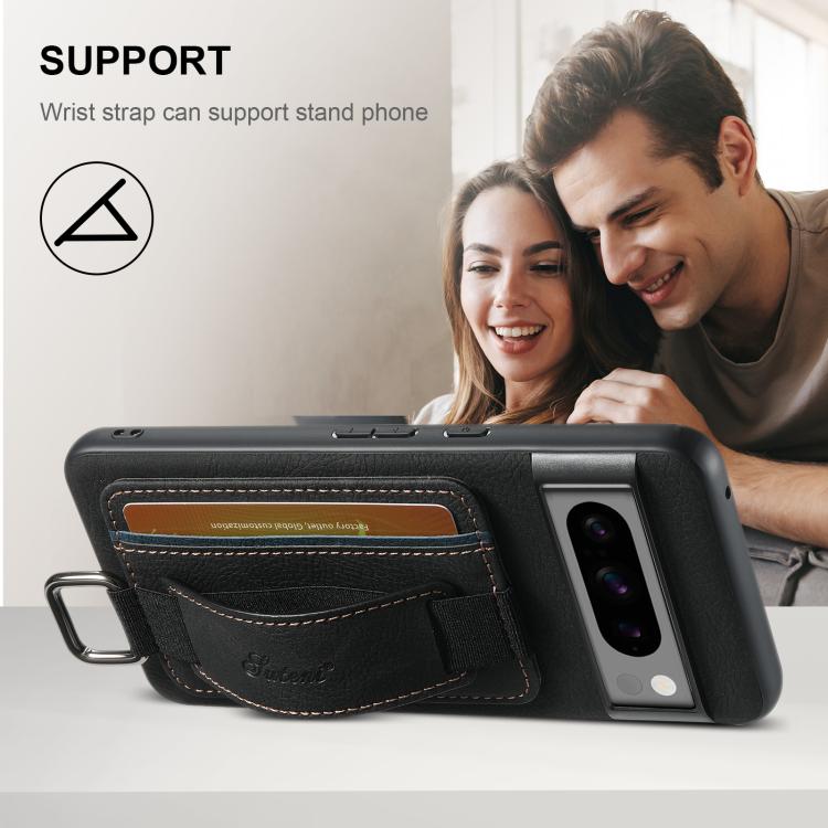 For Google Pixel 9 Pro Suteni H13 Litchi Leather Wrist Strap Wallet Back Phone Case(Black)