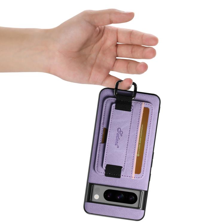 For Google Pixel 9 Pro Suteni H13 Litchi Leather Wrist Strap Wallet Back Phone Case(Purple)