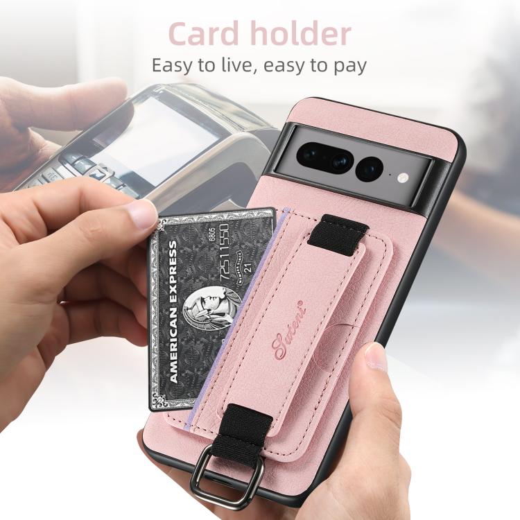For Google Pixel 9 Pro XL Suteni H13 Litchi Leather Wrist Strap Wallet Back Phone Case(Pink)