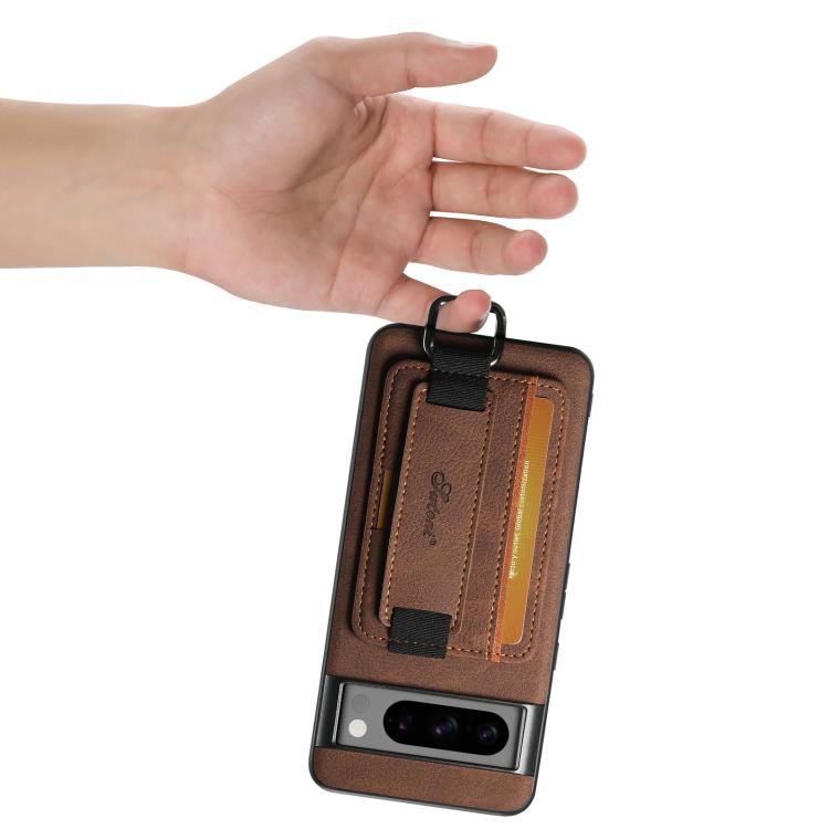 For Google Pixel 9 Suteni H13 Litchi Leather Wrist Strap Wallet Back Phone Case(Brown)