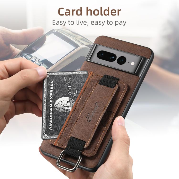 For Google Pixel 10 Pro XL Suteni H13 Litchi Leather Wrist Strap Wallet Back Phone Case(Brown)