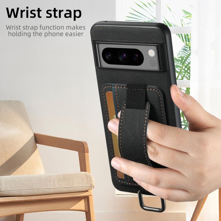 For Google Pixel 10 Pro Suteni H13 Litchi Leather Wrist Strap Wallet Back Phone Case(Black)