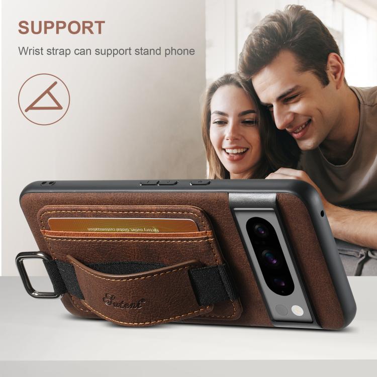 For Google Pixel 10 Pro Suteni H13 Litchi Leather Wrist Strap Wallet Back Phone Case(Brown)