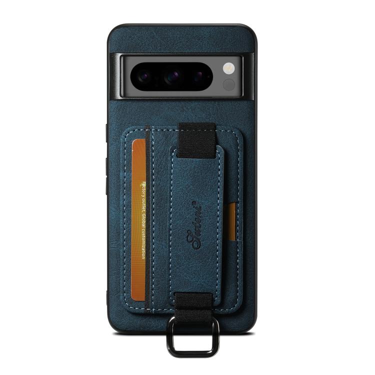 For Google Pixel 10 Suteni H13 Litchi Leather Wrist Strap Wallet Back Phone Case(Blue)