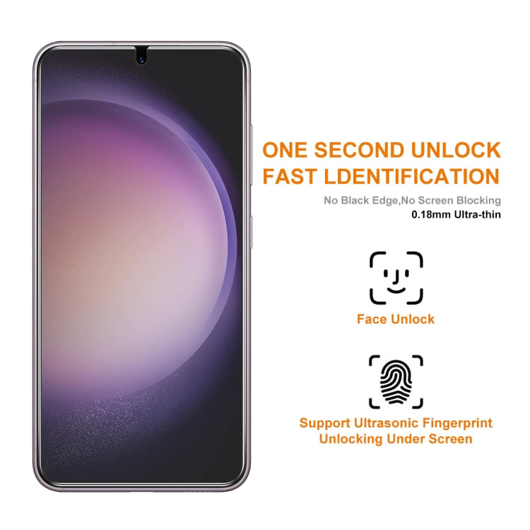 For Samsung Galaxy S24 5G 2pcs ENKAY 0.18mm High Aluminum-silicon Tempered Glass Film, Support Ultrasonic Fingerprint Unclock