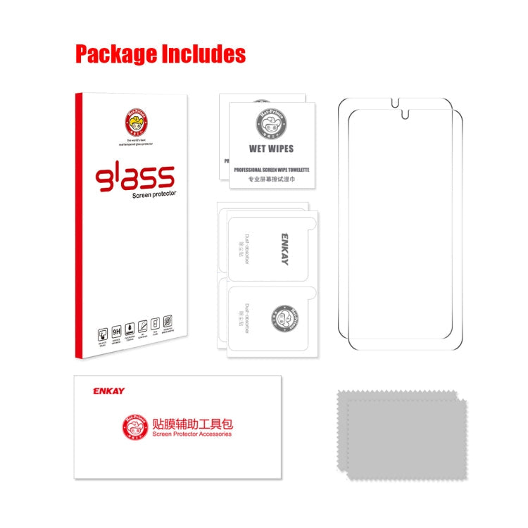 For Samsung Galaxy S24 5G 2pcs ENKAY 0.18mm High Aluminum-silicon Tempered Glass Film, Support Ultrasonic Fingerprint Unclock