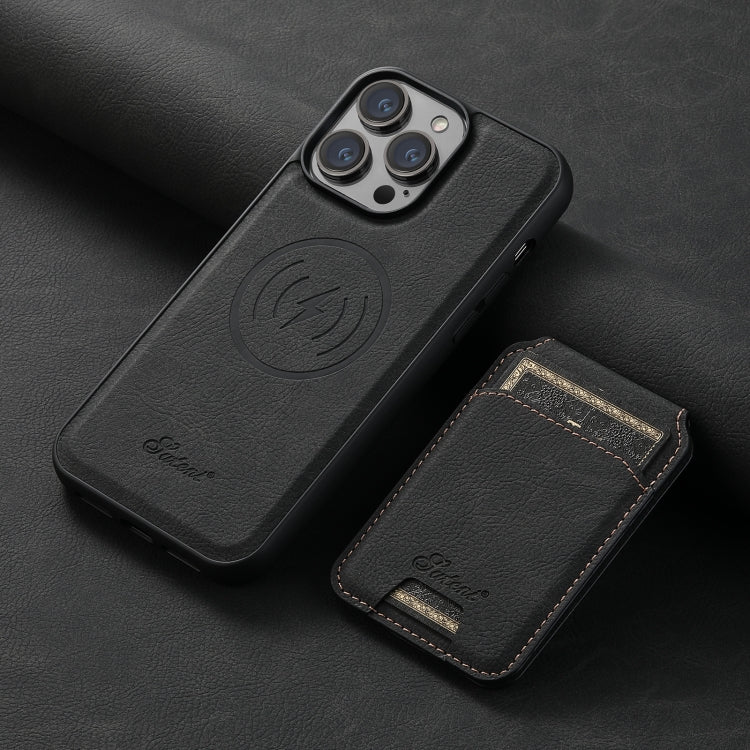 For iPhone 13 Pro Max Suteni H17 Litchi Texture Leather MagSafe Detachable Wallet Phone Case(Black)