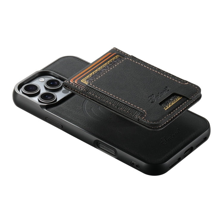 For iPhone 16 Pro Suteni H17 Litchi Texture Leather MagSafe Detachable Wallet Phone Case(Black)