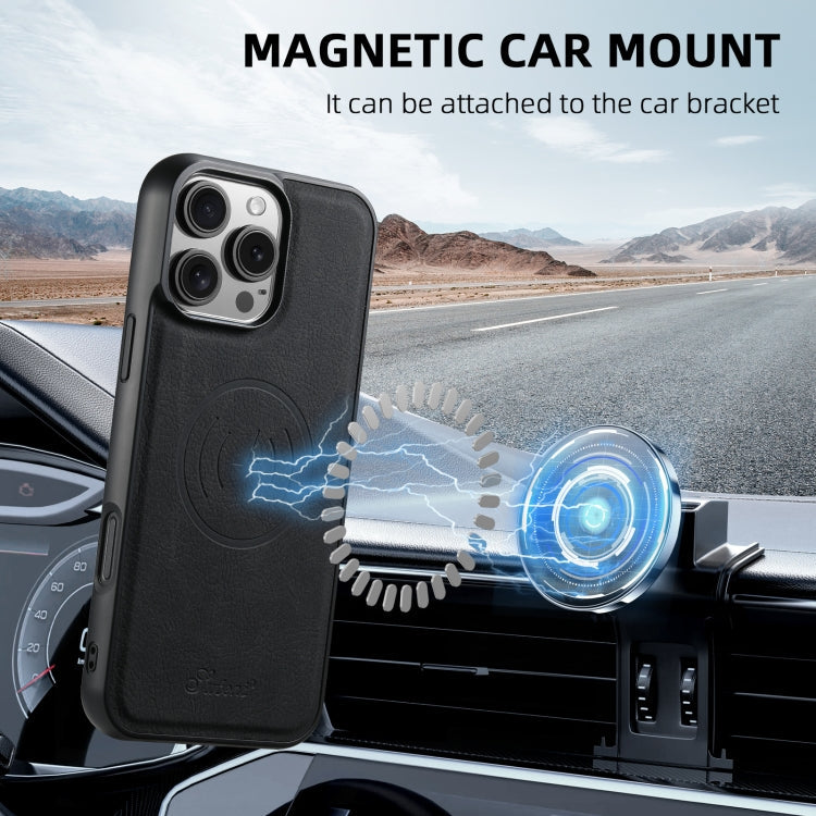 For iPhone 16 Pro Suteni H17 Litchi Texture Leather MagSafe Detachable Wallet Phone Case(Black)