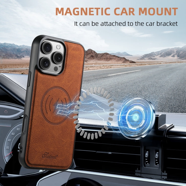 For iPhone 16 Pro Max Suteni H17 Litchi Texture Leather MagSafe Detachable Wallet Phone Case(Khaki)