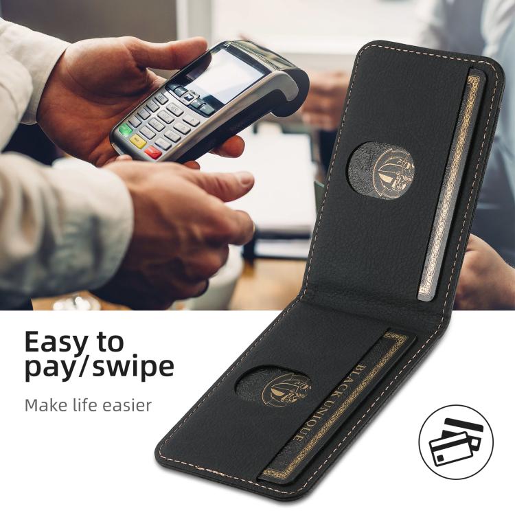 For iPhone 17e / 16e Suteni H17 Litchi Texture Leather MagSafe Detachable Wallet Phone Case(Black)
