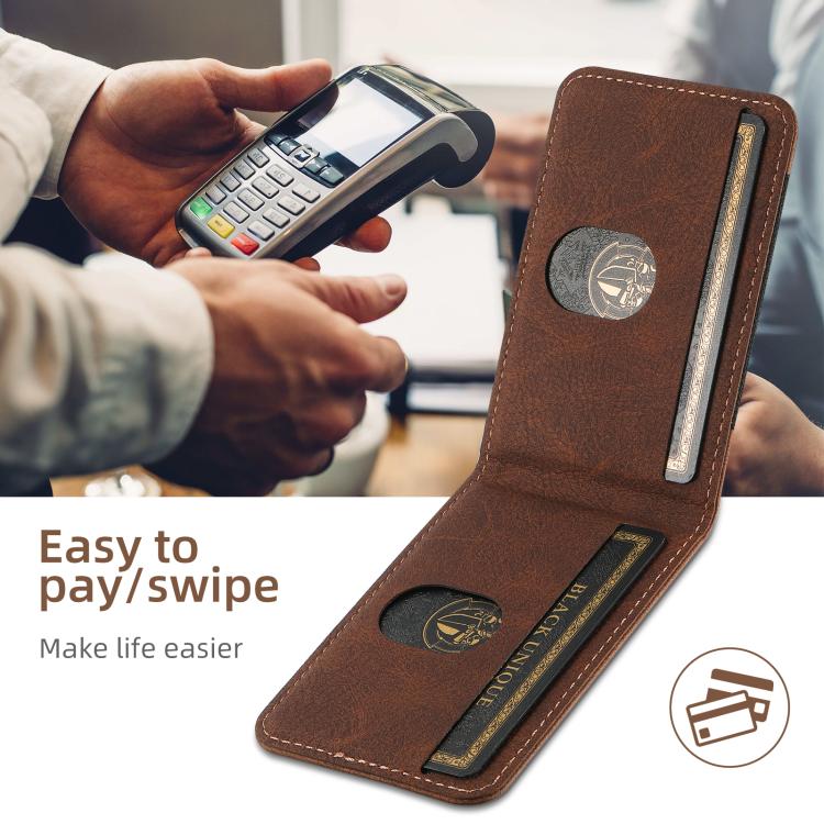 For iPhone 17e / 16e Suteni H17 Litchi Texture Leather MagSafe Detachable Wallet Phone Case(Brown)