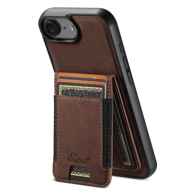 For iPhone 17e / 16e Suteni H17 Litchi Texture Leather MagSafe Detachable Wallet Phone Case(Brown)
