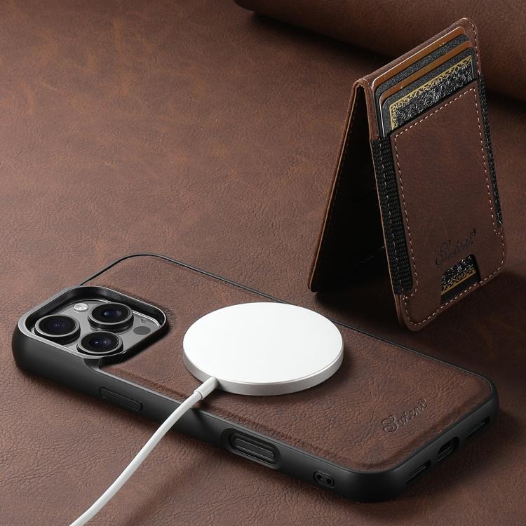 For iPhone 17e / 16e Suteni H17 Litchi Texture Leather MagSafe Detachable Wallet Phone Case(Brown)