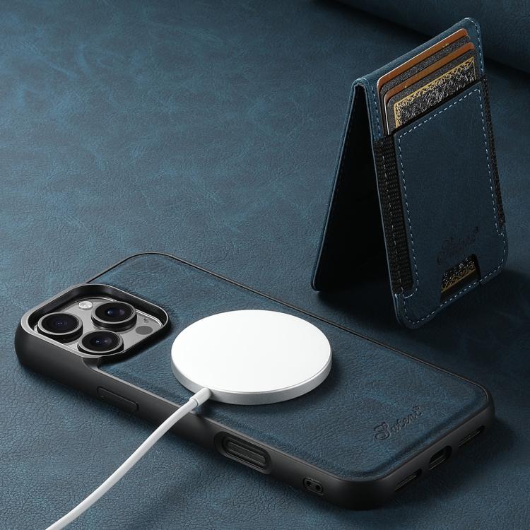 For iPhone 17e / 16e Suteni H17 Litchi Texture Leather MagSafe Detachable Wallet Phone Case(Blue)