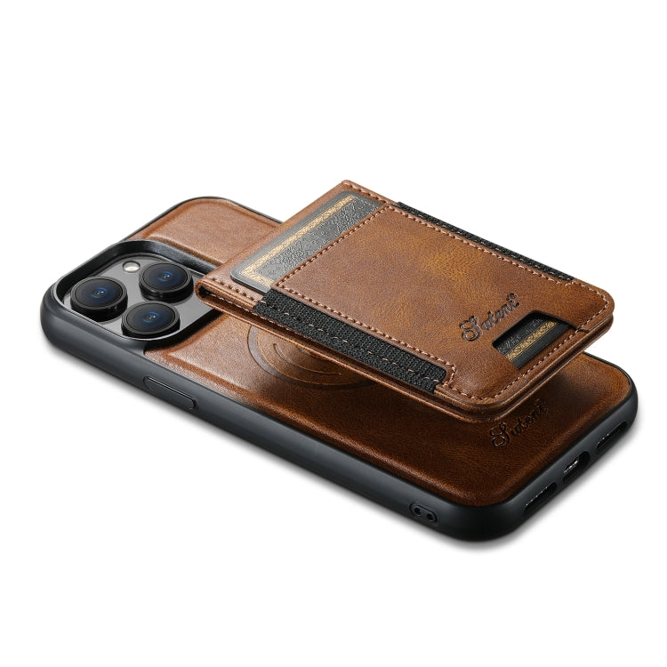 For iPhone 12 Pro Suteni H17 Oil Eax Leather MagSafe Detachable Wallet Phone Case(Brown)
