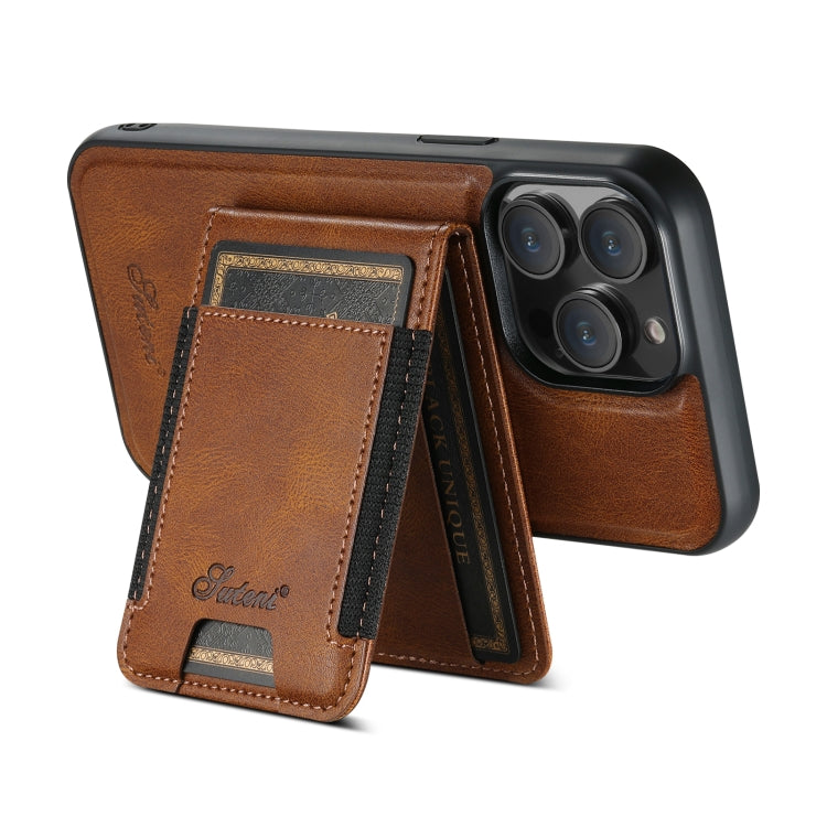 For iPhone 13 Pro Max Suteni H17 Oil Eax Leather MagSafe Detachable Wallet Phone Case(Brown)