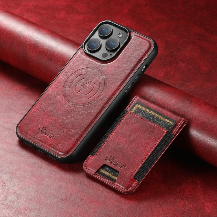 For iPhone 13 Pro Suteni H17 Oil Eax Leather MagSafe Detachable Wallet Phone Case(Red)