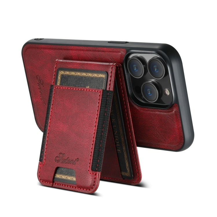 For iPhone 12 Pro Max Suteni H17 Oil Eax Leather MagSafe Detachable Wallet Phone Case(Red)