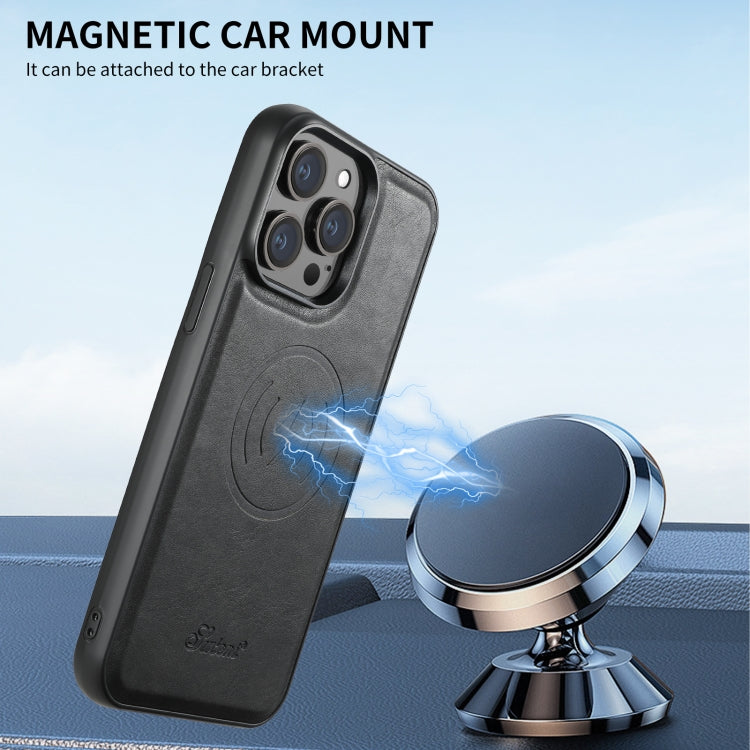 For iPhone 16 Pro Max Suteni H17 Oil Eax Leather MagSafe Detachable Wallet Phone Case(Black)