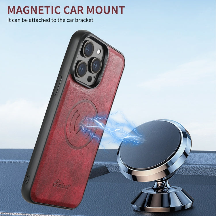 For iPhone 16 Pro Max Suteni H17 Oil Eax Leather MagSafe Detachable Wallet Phone Case(Red)