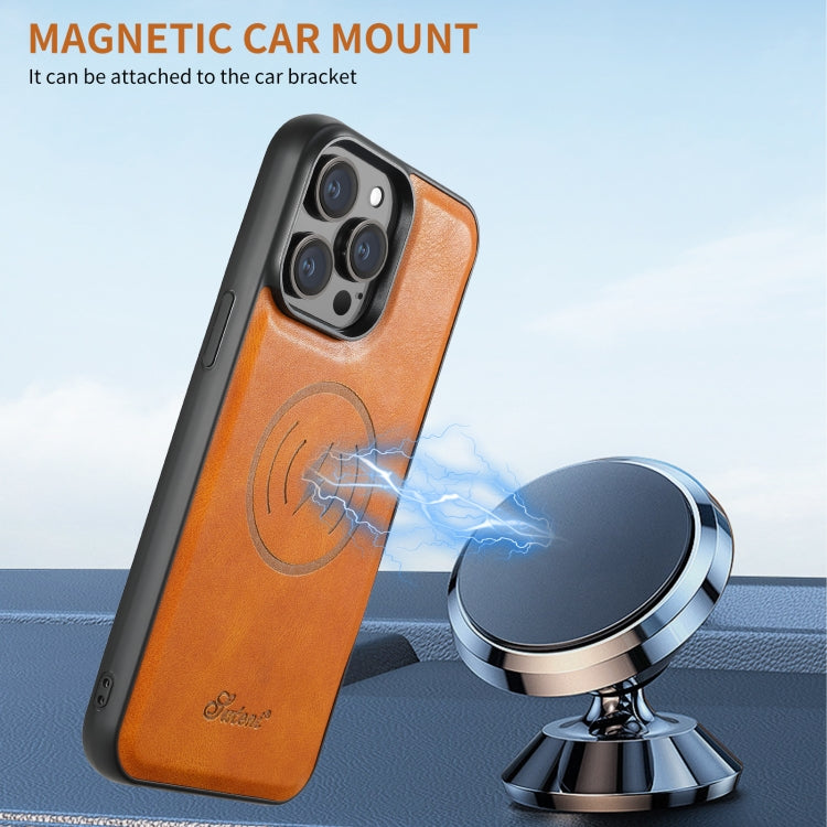 For iPhone 16 Pro Max Suteni H17 Oil Eax Leather MagSafe Detachable Wallet Phone Case(Khaki)