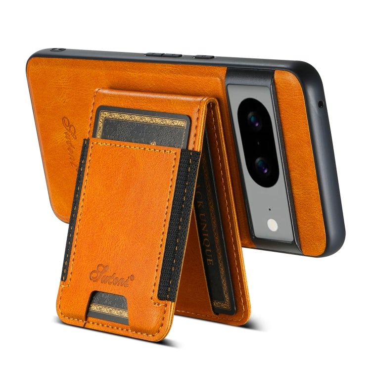 For Google Pixel 8 Suteni H17 Oil Eax Leather Detachable Wallet Phone Case(Khaki)