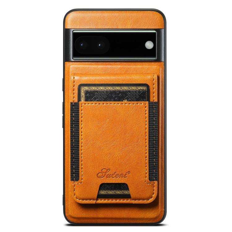 For Google Pixel 6a Suteni H17 Oil Eax Leather Detachable Wallet Phone Case(Khaki)