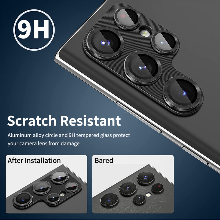 For Samsung Galaxy S24 Ultra 5G ENKAY Hat-Prince 9H Rear Camera Lens Aluminium Alloy Tempered Glass Film(Black)