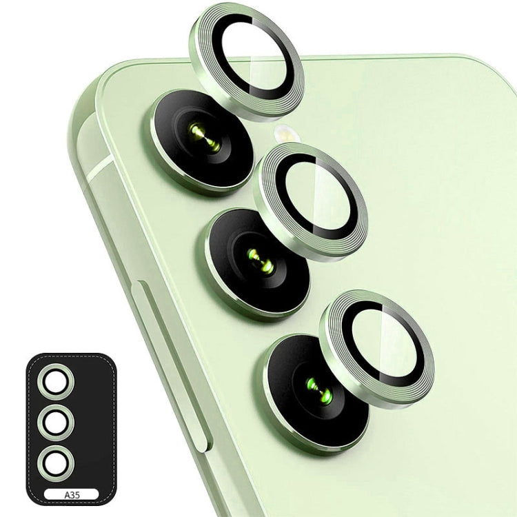 For Samsung Galaxy A35 ENKAY Hat-Prince 9H Rear Camera Lens Aluminium Alloy Tempered Glass Film(Lemon Green)