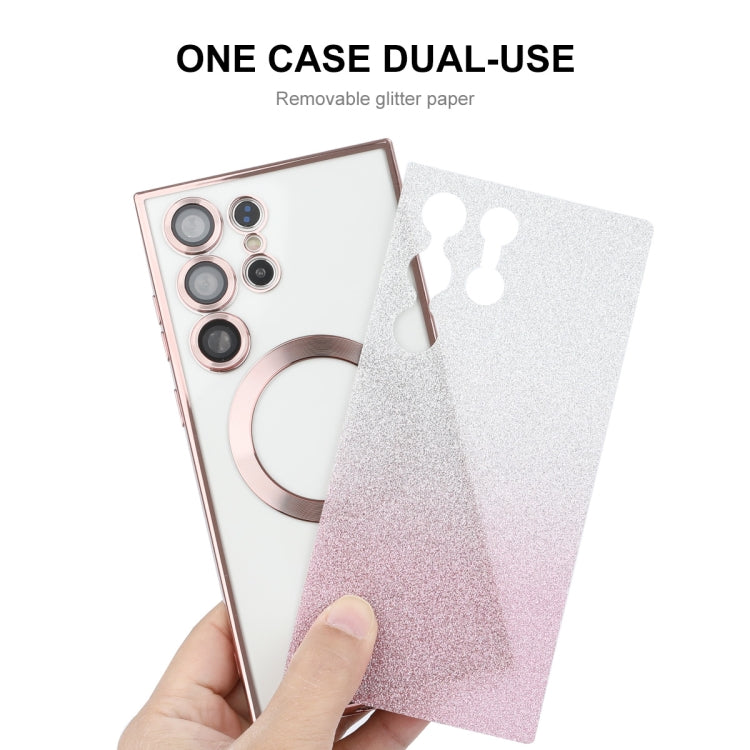 For Samsung Galaxy S23 Ultra 5G ENKAY Hat-Prince Magnetic Glitter Plated TPU Phone Case with Lens Film(Black)