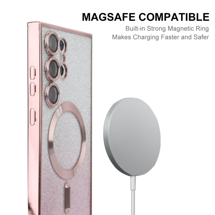 For Samsung Galaxy S25 Ultra 5G ENKAY Hat-Prince Magnetic Glitter Plated TPU Phone Case with Lens Film(Blue)