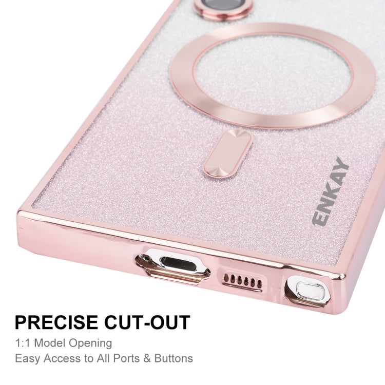 For Samsung Galaxy S25 Ultra 5G ENKAY Hat-Prince Magnetic Glitter Plated TPU Phone Case with Lens Film(Green)